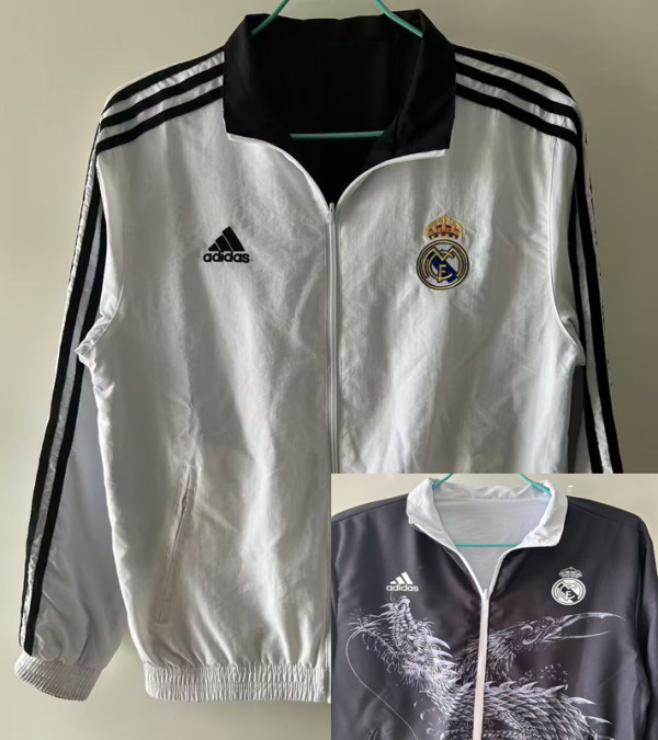 2024-25 RMA White & Black Double Sided Windbreaker (双面风衣)(龙)