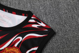 2025-26 Man Utd Black red Tank top and shorts suit