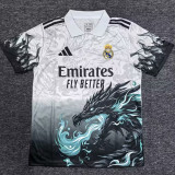 2025-26 RMA Black White Polo Short Sleeve (龙)
