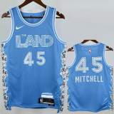 2024-25 Cleveland Cavaliers MITCHLL #45 Light blue City Edition Top Quality Hot Pressing NBA Jersey
