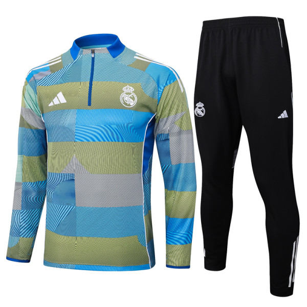 2025-26 RMA Blue Half Pull Tracksuit #B2524(半拉链)