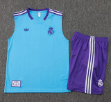 2025-26 RMA Light blue Tank top and shorts suit #D2522