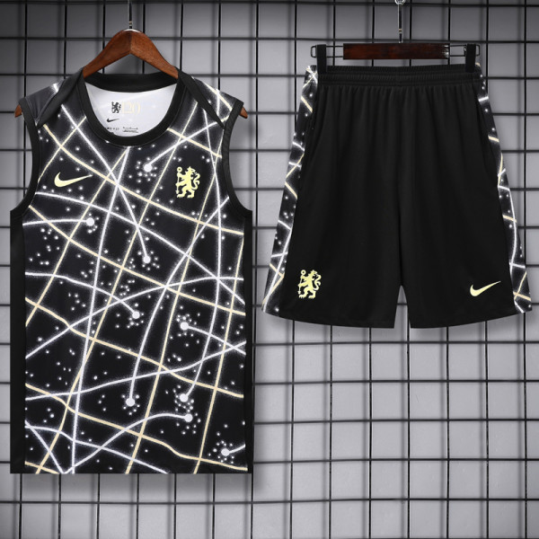 2025-26 CHE Grey Black Tank top and shorts suit