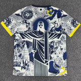 2025-26 Brazil Cyan Special Edition Training shirts (黄袖边)