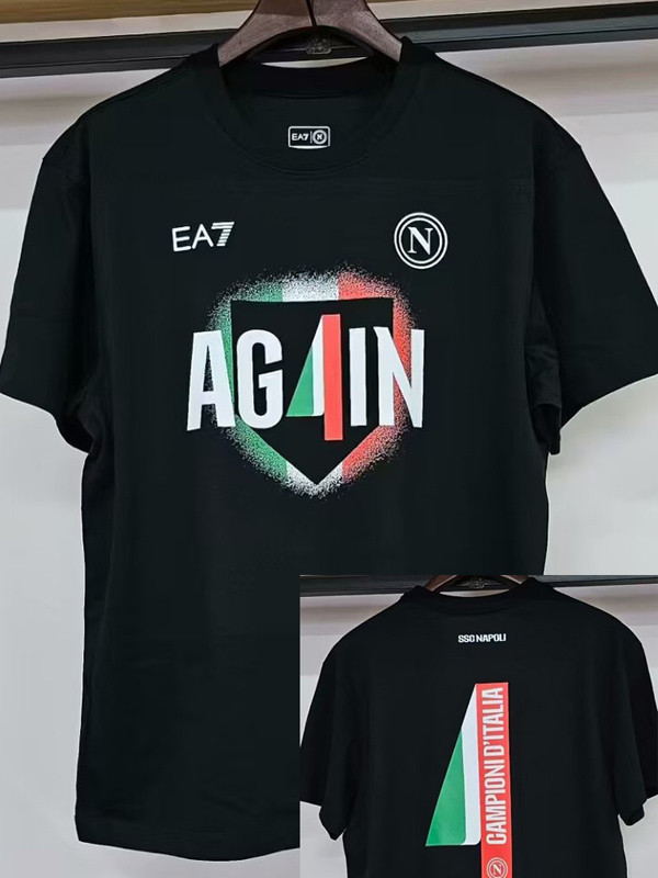 2025-26 Napoli Black 4 Times Champion T-Shirt (黑色)