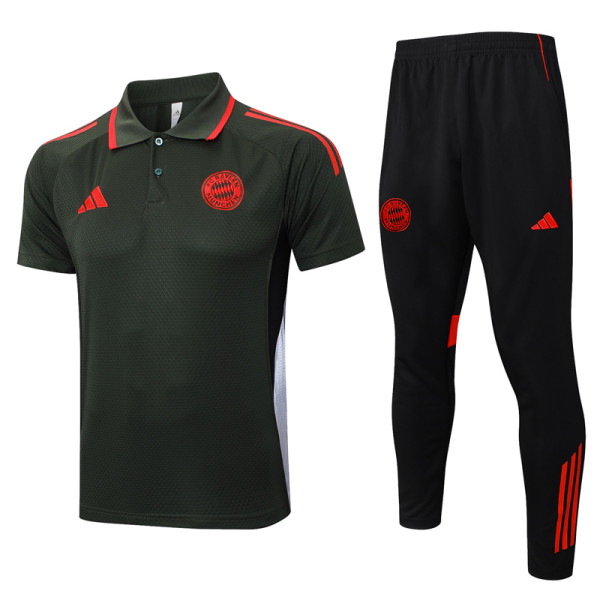 2025-26 Bayern Army green Short shirts and Long trousers Suit #C2533