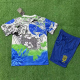 2025-26 Brazil Blue Special Edition Kids Soccer Jersey 鹦鹉