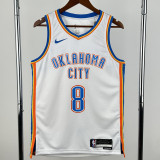 2022-23 OKC Thunder WILLIAMS #8 White Top Quality Hot Pressing NBA Jersey