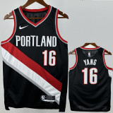 2022-23 Trail Blazers YANG #16 Black Top Quality Hot Pressing NBA Jersey