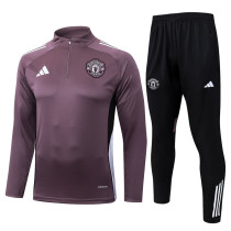 2025-26 Man Utd Grey purple Half Pull Tracksuit #B2550(半拉链)