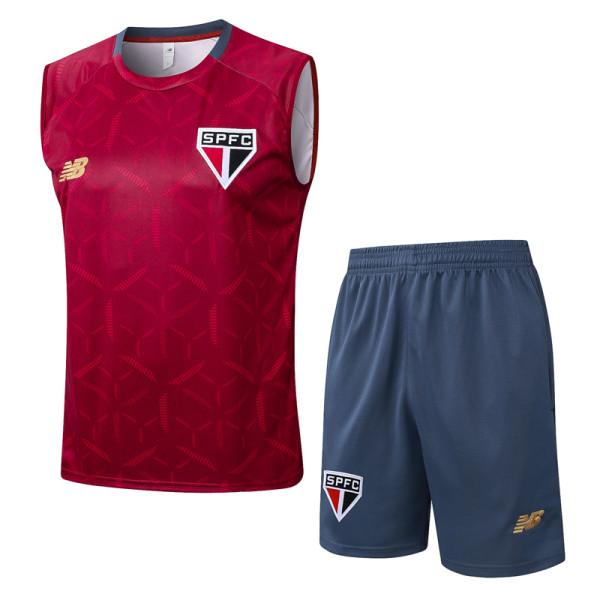 2025-26 Sao Paulo Red Tank top and shorts suit #D25115