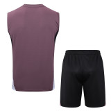 2025-26 Man Utd Grey purple Tank top and shorts suit #D25123