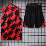 2025-26 Man Utd Red black Tank top and shorts suit