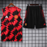 2025-26 Man Utd Red black Tank top and shorts suit