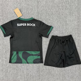 2025-26 Sporting Lisbon Black Green Kids Soccer Jersey