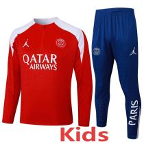 2025-26 PSG Jordan Red Kids Half Pull Tracksuit #E2521(童装)(半拉链)