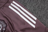 2025-26 Man Utd Grey purple Kids Half Pull Tracksuit #E2589(童装)(半拉链)
