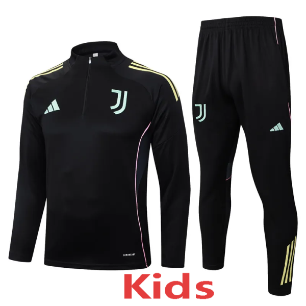 2025-26 JUV Black Kids Half Pull Tracksuit #E25110(童装)(半拉链)