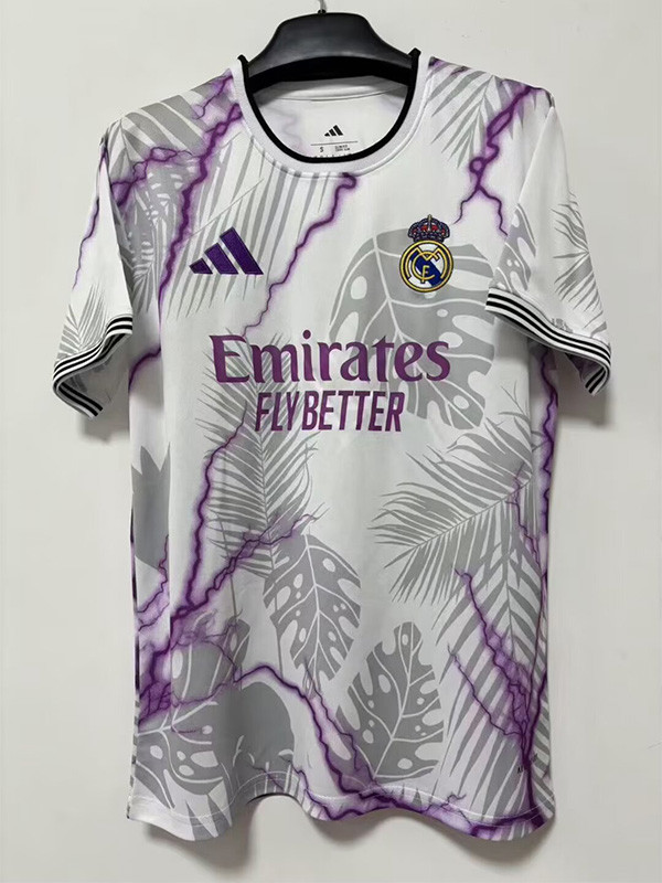 2025-26 RMA White Special Edition Fans Training Shirts (闪电紫)
