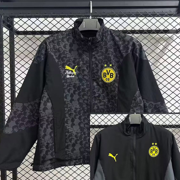 2025-26 Dortmund Grey & Black Double Sided Windbreaker (双面风衣)
