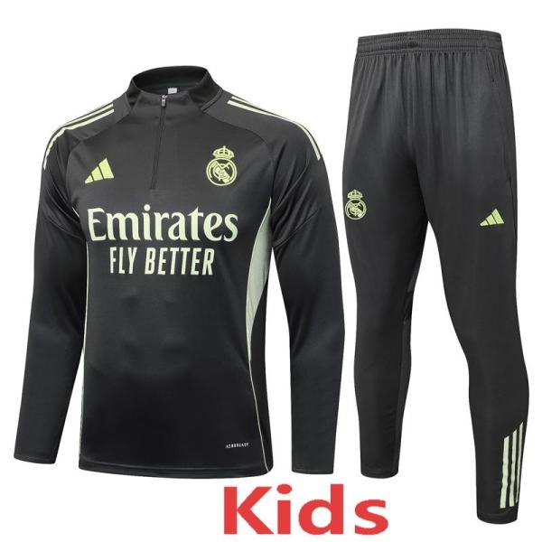 2025-26 RMA Grey green Kids Half Pull Tracksuit #E25139(童装)(半拉链)