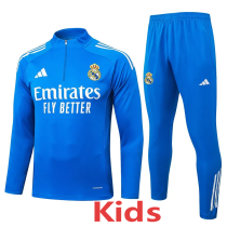 2025-26 RMA Lake blue Kids Half Pull Tracksuit #E25128(童装)(半拉链)