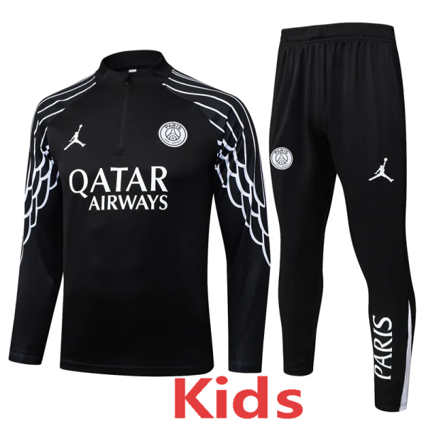 2025-26 PSG Jordan Black Kids Half Pull Tracksuit #E25132(童装)(半拉链)