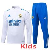 2025-26 RMA White Kids Half Pull Tracksuit #E25124(童装)(半拉链)