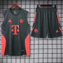 2025-26 Bayern Dark gray Tank top and shorts suit