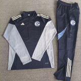 2025-26 Schalke 04 Black Half Pull Tracksuit (Pants Have Pocket)(半拉链)