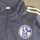 2025-26 Schalke 04 Black Half Pull Tracksuit (Pants Have Pocket)(半拉链)