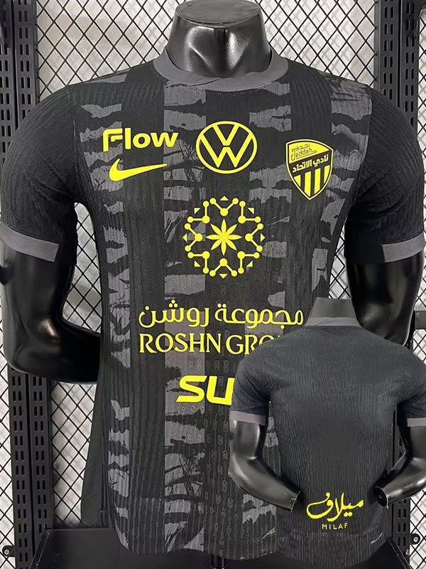 2025-26 Ittihad Black Grey Player Version Soccer Jersey