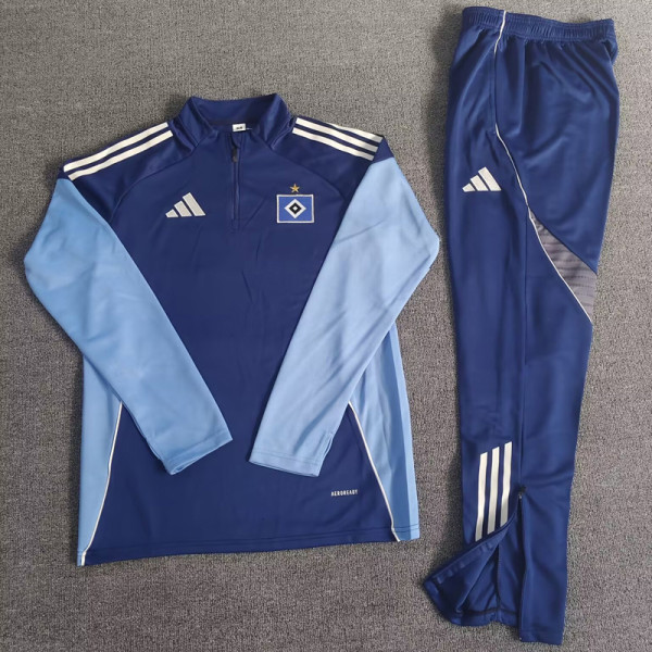 2025-26 Hamburg SV Royal blue Half Pull Tracksuit (Pants Have Pocket)(半拉链)