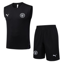 2025-26 Man City Black Tank top and shorts suit #D25229