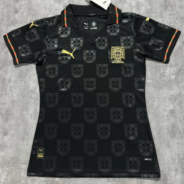 2025-26 Portugal Black Women Soccer Jersey (女)