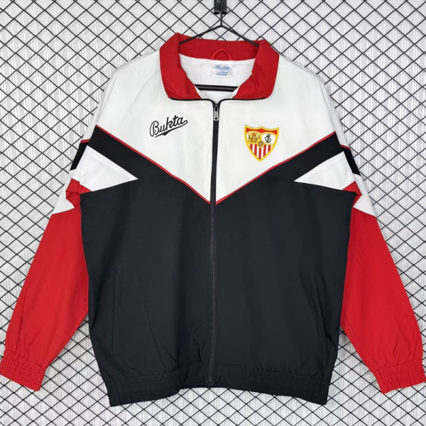 1992-1993 Sevilla White Black Retro Windbreaker