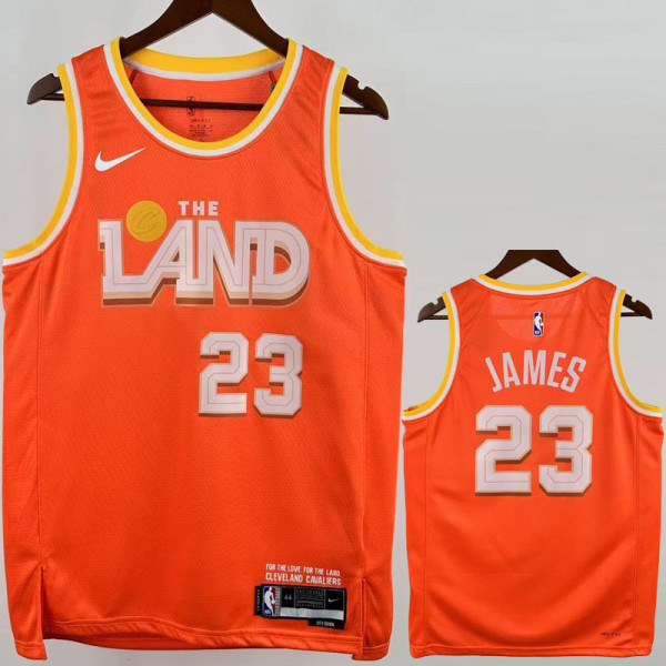 2025-26 Cleveland Cavaliers JAMES #23 Orange City Edition Top Quality Hot Pressing NBA Jersey