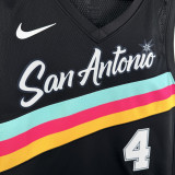 2025-26 SA Spurs FOX #4 Black City Edition Top Quality Hot Pressing NBA Jersey (V领）