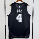 2025-26 SA Spurs FOX #4 Black City Edition Top Quality Hot Pressing NBA Jersey (V领）
