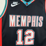 2025-26 Grizzlies MORANT #12 Black Retro Top Quality Hot Pressing NBA Jersey