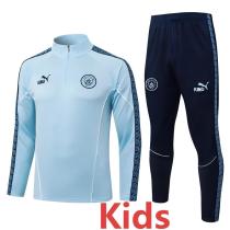 2025-26 Man City Light blue Kids Half Pull Tracksuit #E25229(童装)(半拉链)