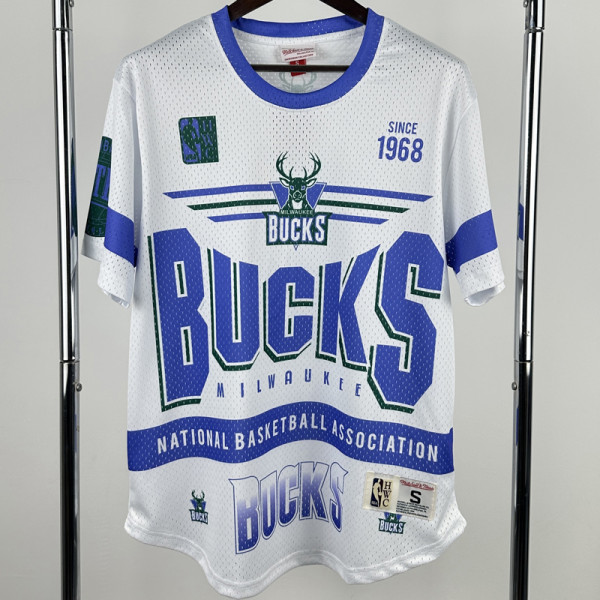 2026 BUCKS White Retro High Quality Casual T-Shirt #MN