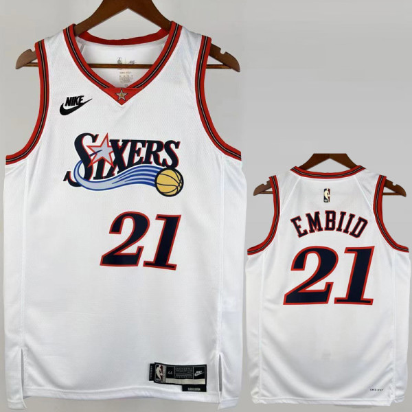 2025-26 76ERS EMBIID #21 White Top Quality Hot Pressing NBA Jersey (V领)