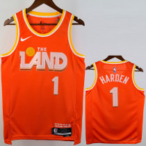 2025-26 Cleveland Cavaliers HARDEN #1 Orange City Edition Top Quality Hot Pressing NBA Jersey