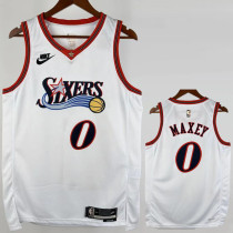 2025-26 76ERS MAXEY #0 White Top Quality Hot Pressing NBA Jersey (V领)
