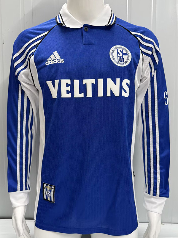 1998-2000 Schalke 04 Home Long Sleeve Retro Soccer Jersey (长袖)