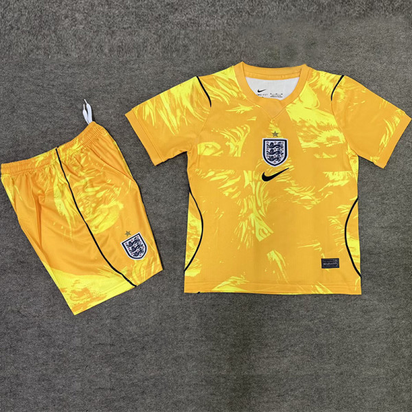 2026-27 England Yellow Goalkeeper Kids Soccer Jersey