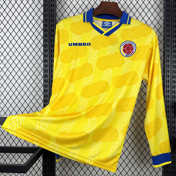 1994 Colombia Home Long Sleeve Retro Soccer Jersey (长袖)