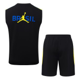 2026-27 Brazil Black Tank top and shorts suit #D26029