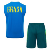 2026-27 Brazil Lake blue Tank top and shorts suit #D26030